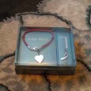 Nine West Charm Bracelet with Heart and Breast Cancer Symbol Charms